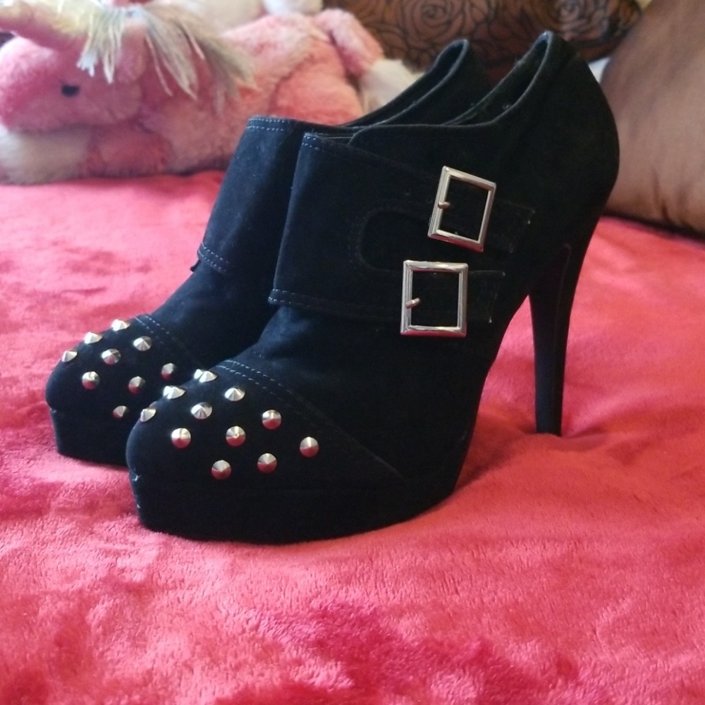 Studded Ankle Bootie Stiletto Heels w/ Buckles!